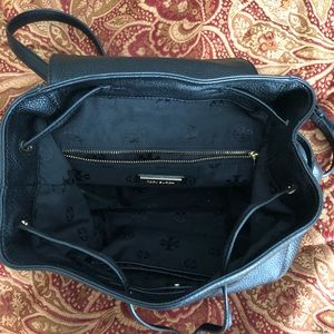 Tory Burch black leather backpack.